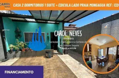 Casa 2 dormitorios 1 suite + edicula lado praia financiamento mongagua