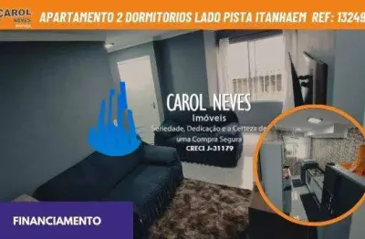 Apartamento 2 dormitorios lado pista financiamento itanhaem