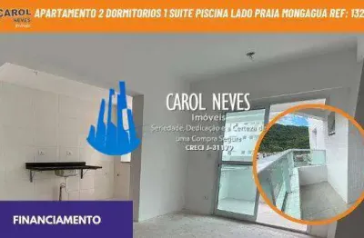 Apartamento 2 dormitorios 1 suite piscina lado praia financiamento mongagua