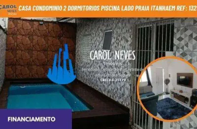 Casa condominio 2 dormitorios piscina lado praia financiamento itanhaem