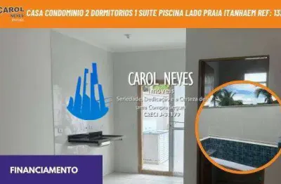 Casa 2 dormitorios 1 suite piscina lado praia financiamento itanhaem