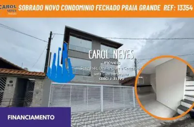 Sobrado novo condominio fechado 2 dormitorios financiamento praia grande