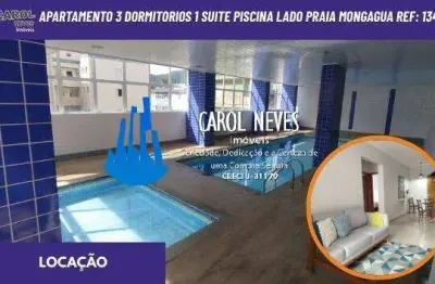 Apartamento 3 dormitorios 1 suite piscina lado praia locacao mongagua