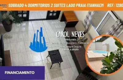 Sobrado 4 dormitórios 2 suítes piscina churrasqueira lado praia itanhaém