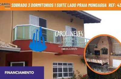 Sobrado 3 dormitorios 1 suite lado praia financiamento mongagua