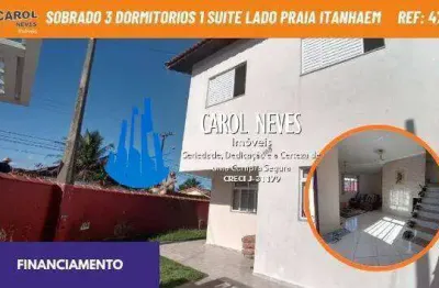 Sobrado 3 dormitorios 1 suite lado praia financiamento itanhaem