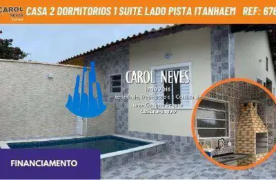 Casa nova 2 dormitórios suíte piscina lado pista financiamento mongaguá
