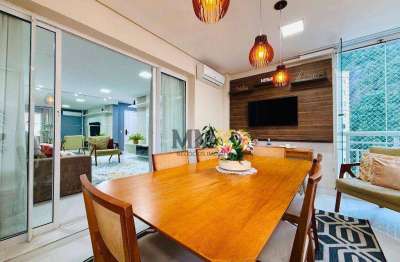 Apartamento mobiliado no bossa nova, 150m, 3 dorms, 1 suíte e 2 vagas no marapé em santos.