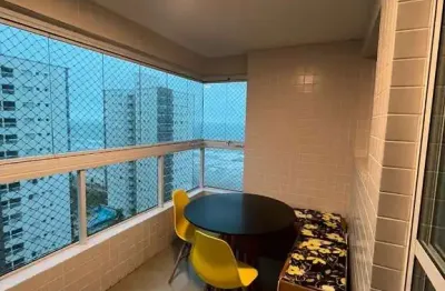Apartamento para locação anual mobiliado, 2 dormitórios sendo 1 suíte, prédio frente ao mar em Mongaguá.