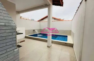 Casa nova com piscina lado praia com 03 dormitórios e piscina maravilhosa na praia de itanhaem