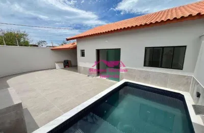 Casa nova lado praia com 03 dormitorios á venda na praia de mongaguá