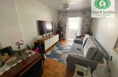 Só r$ 560 mil -  apartamento 2 dormitórios + qto e wc empregada, sala com varanda -  predio fte/mar - pompeia / santos