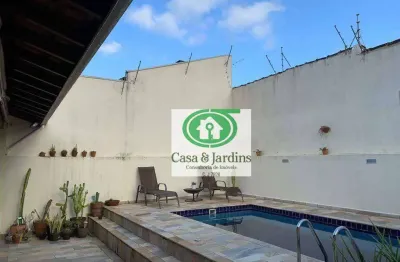 Excelente casa 3 dormitorios ,278 me area construida - c/ amplo quintal, piscina e churrasqueira - itanhaem /sp