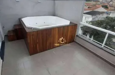 Cobertura com 3 dormitórios para alugar, 110 m² por r$ 4.400,00/mês - vila scarpelli - santo andré/sp