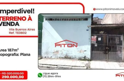 Terreno comercial à venda na Rua Iberê da Costa Franco, 227, Vila Buenos Aires, São Paulo