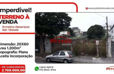 Terreno comercial à venda na Rua Martinho de Sousa, 94, Ermelino Matarazzo, São Paulo