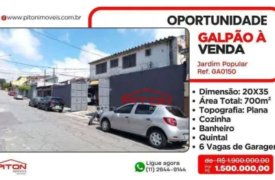 Barracão / Galpão / Depósito com 1 sala à venda na Rua Pinheiro de Ulhoa Cintra, 1047, Jardim Popular, São Paulo