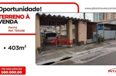 Terreno à venda na Rua Marapitanas, 206, Penha, São Paulo
