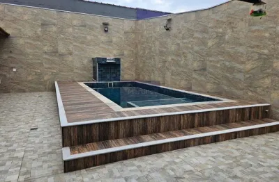 Casa à venda em itanhaém-sp na praia dos sonhos: 3 quartos, 2 suítes, 1 sala, 3 banheiros, 3 vagas de garagem, 158m².