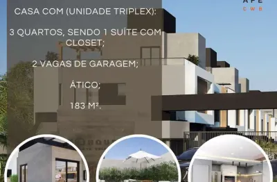 Casa em condomínio fechado com 3 quartos à venda na rua antônio turíbio teixeira braga, 367, santa felicidade, curitiba, 183 m2 por r$ 1.250.000