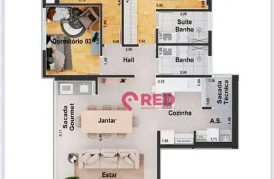 Apartamento com 3 quartos à venda, 95 m² por r$ 855.634 - vila são josé - votorantim/sp