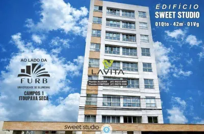 Apartamento com 1 dormitório para alugar, 40 m² por R$ 1950/mês - Itoupava Seca - Blumenau/SC