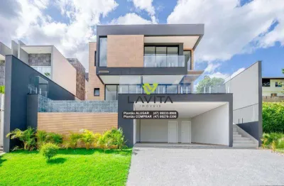 Casa nova a venda com 430m²  condomínio fechado golden park com 5 suítes, bairro itoupava central - blumenau sc