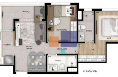 Apartamento 55m² com 2 dormitórios (1 suíte) e 1 vaga - vende-se ou aluga-se na vila anastácio