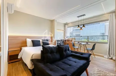 Studio mobiliado no itaim bibi: apartamento para locação com 1 quarto, 1 suíte e 1 vaga de garagem em são paulo-sp.