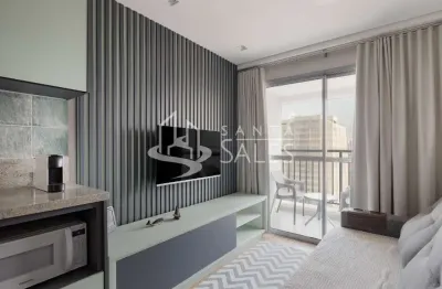 Aluguel de Apartamento em Indianópolis, São Paulo-SP: 1 quarto, 1 sala, 1 banheiro, 1 vaga de garagem - 31,00 m².