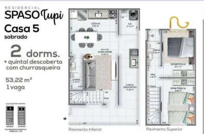 Sobrado com 2 dormitórios à venda, 53 m² por r$ 353.000,00 - tupi - praia grande/sp