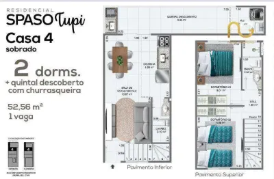 Sobrado com 2 dormitórios à venda, 52 m² por r$ 342.000,00 - tupi - praia grande/sp