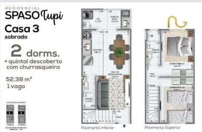 Sobrado com 2 dormitórios à venda, 52 m² por r$ 329.000,00 - tupi - praia grande/sp