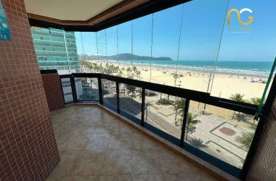 Apartamento 3 dormitórios alto padrão frente total mar - guilhermina em praia grande sp