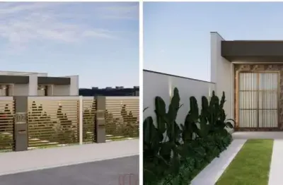 Geminado planta baixa com 3 quartos, possui 73m² e  2 vagas de garagem.