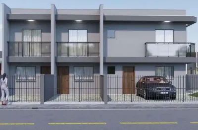 Sobrado geminado com 72m², sendo 2 quartos e 1 vaga.