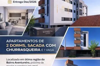 Apartamento no Aventureiro com 2 quartos,  sacada com churrasqueira e 1 vaga.