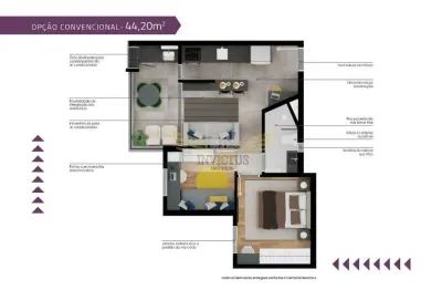 Apartamento na planta com 2 quartos para comprar no edificio zanetti, 44m² - centro de santo andré/sp.
