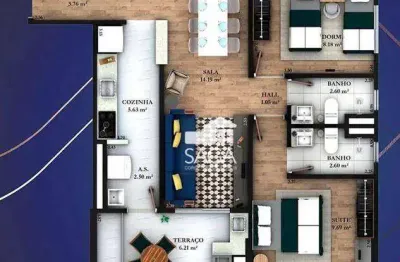 Apartamento com 2 dormitórios à venda, 65 m² por r$ 395.000,00 - vila guilhermina - praia grande/sp