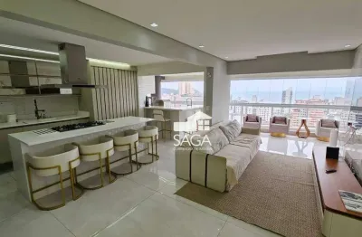 Apartamento mobiliado com 3 dormitórios à venda, 151 m² por r$ 1.850.000 - vila guilhermina - praia grande/sp