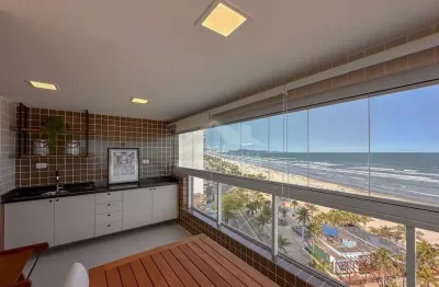 Apartamento mobiliado e frentemar, 3 dormitórios, sacada, só na imobiliária em praia grande.