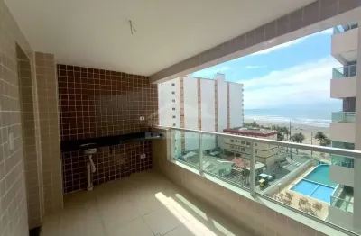 Apartamento frente mar de 2 dormitórios, sacada, confira em praia grande.