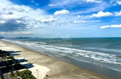 Apartamento frente mar no caiçara, 2 dormitórios, sacada, confira na imobiliária em praia grande.