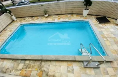 Apartamento mobiliado na guilhermina, 2 dormitórios, sacada, confira em praia grande.