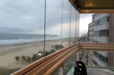 Apartamento frente ao mar na guilhermina, 3 dormitórios, terraço gourmet, confira em praia grande.