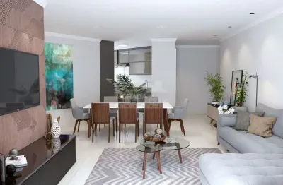 Apartamento todo mobiliado e decorado na vila guilhermina, 2 suítes, lazer, confira em praia grande.