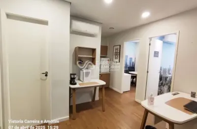 Sala comercial com 42m²  mobiliada, ar condicionados, 1 vagas de garagem, ar condicionado, shopping jardim sul, rua nelson gama de oliveira.