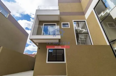 Sobrado novo com 3 dormitórios e suite alto padrão com terraço à venda, no bairro uberaba, curitiba