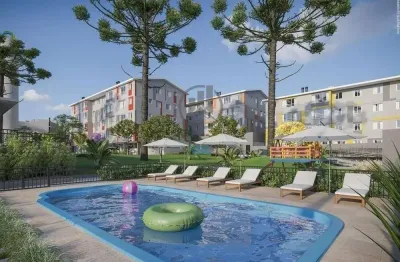 Apartamento com dois quartos e vaga livre e coberta, no santa cândida
