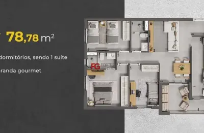 Apartamento com 3 quartos à venda no quinta da primavera, ribeirão preto , 78 m2